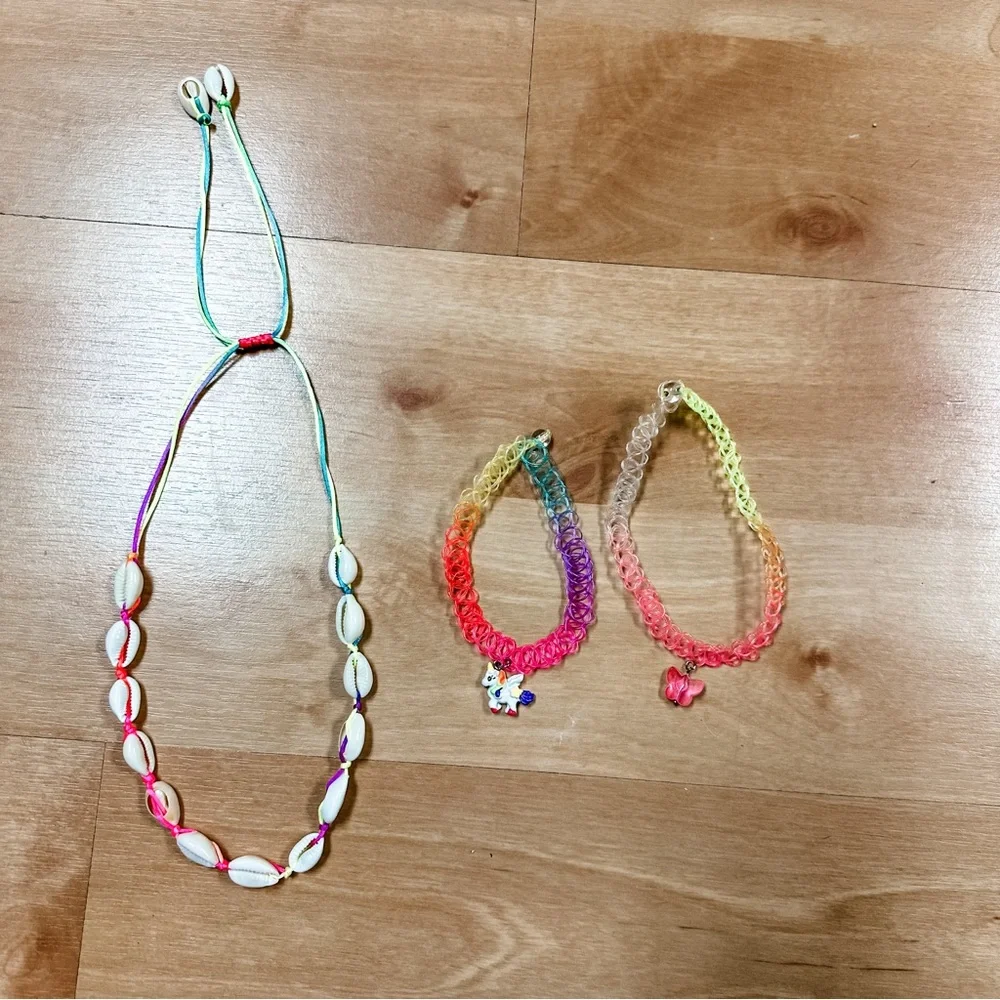 Children’s Place 3-Piece Girls Neon Rainbow Necklace Bundle